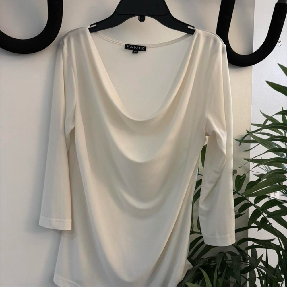Paniz Ivory Drape Neck Blouse
